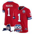 Parkc NY.Giants #1 Malik Nabers Player Red 100th Season & State Patch Vapor Limited Home Game Stitched Jerseys