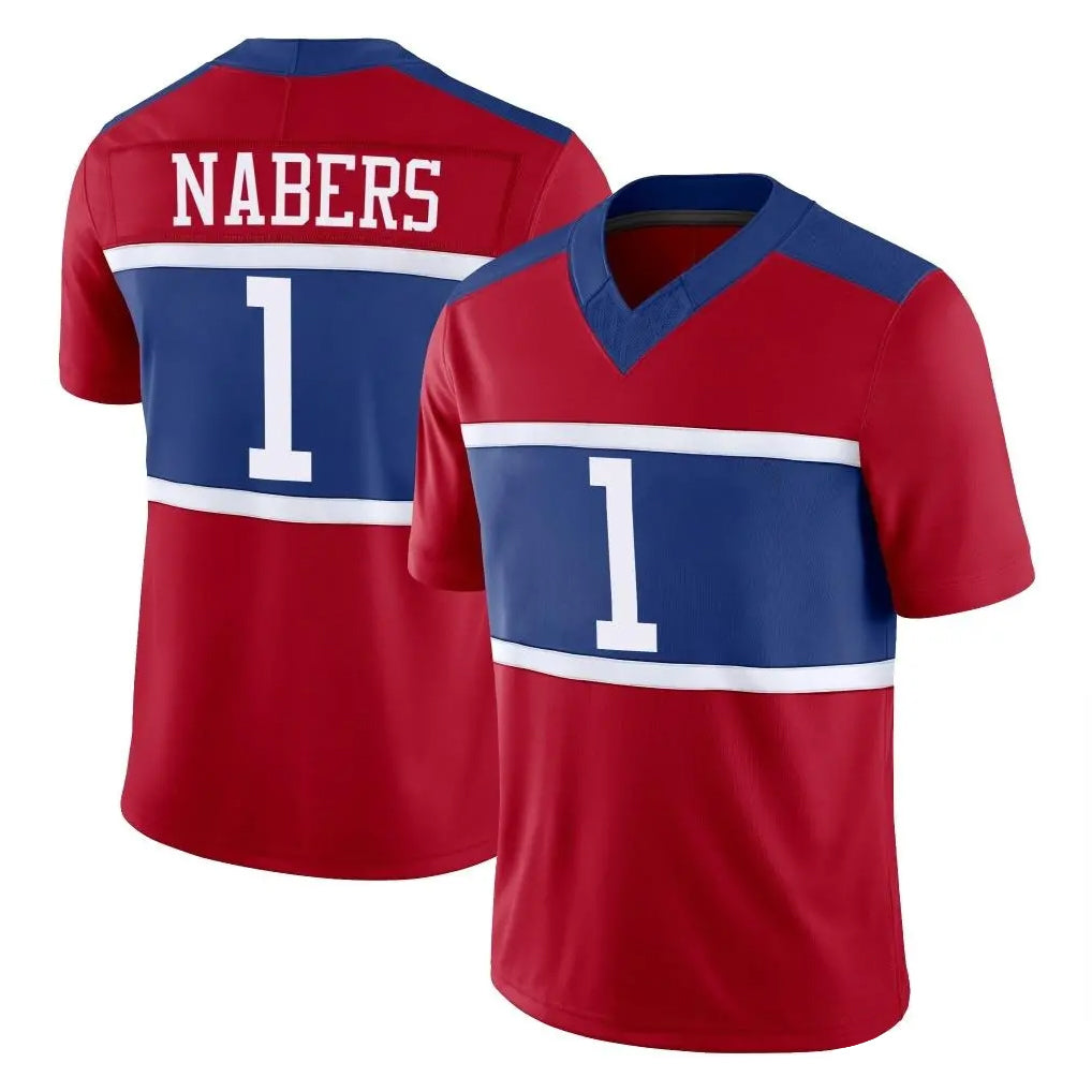 Parkc NY.Giants #1 Malik Nabers Player Red Century Vapor F.U.S.E. Home Game Stitched Jerseys
