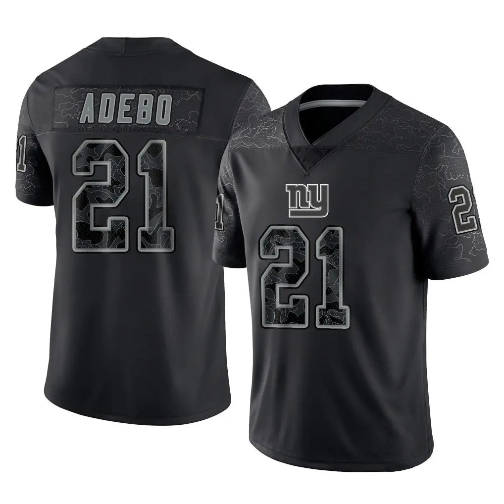 Parkc NY.Giants #21 Paulson Adebo Player Black Limited Reflective Home Game Stitched Jerseys