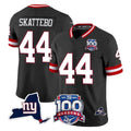 Parkc NY.Giants #44 Cam Skattebo Player Black 100th Season & State Patch Vapor Limited Home Game Stitched Jerseys