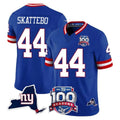 Parkc NY.Giants #44 Cam Skattebo Player Royal 100th Season & State Patch Vapor Limited Home Game Stitched Jerseys