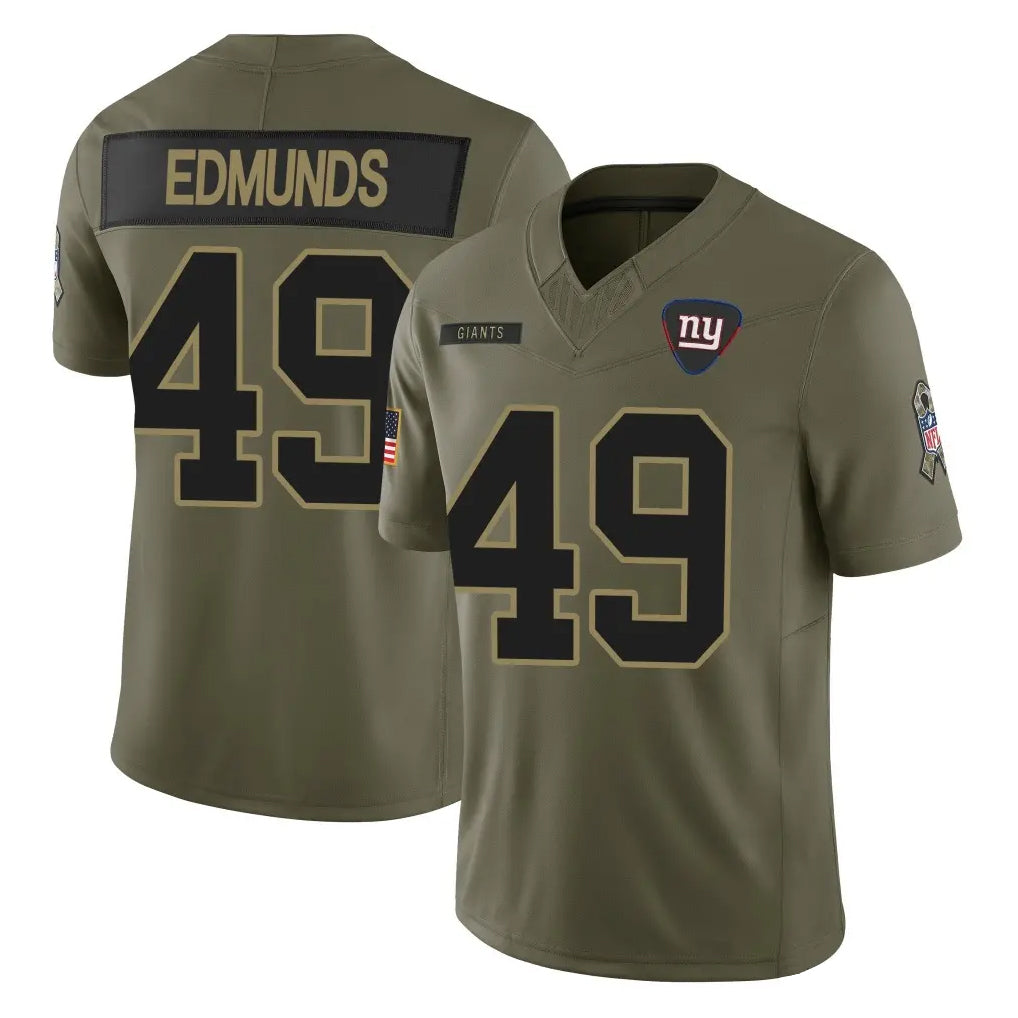 Parkc NY.Giants #49 Tremaine Edmunds Player Olive 2025 Salute To Service Limited Stitched Jerseys