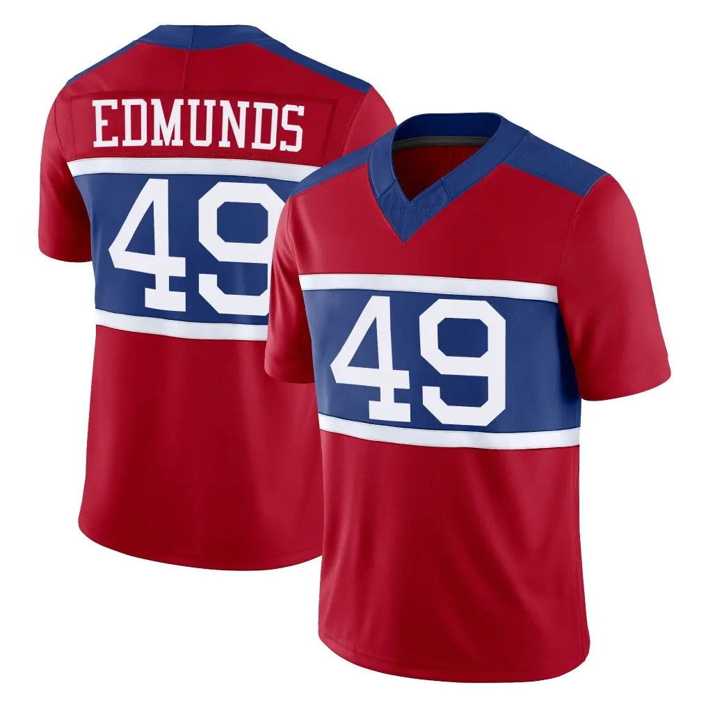 Parkc NY.Giants #49 Tremaine Edmunds Player Red Century Vapor F.U.S.E. Home Game Stitched Jerseys