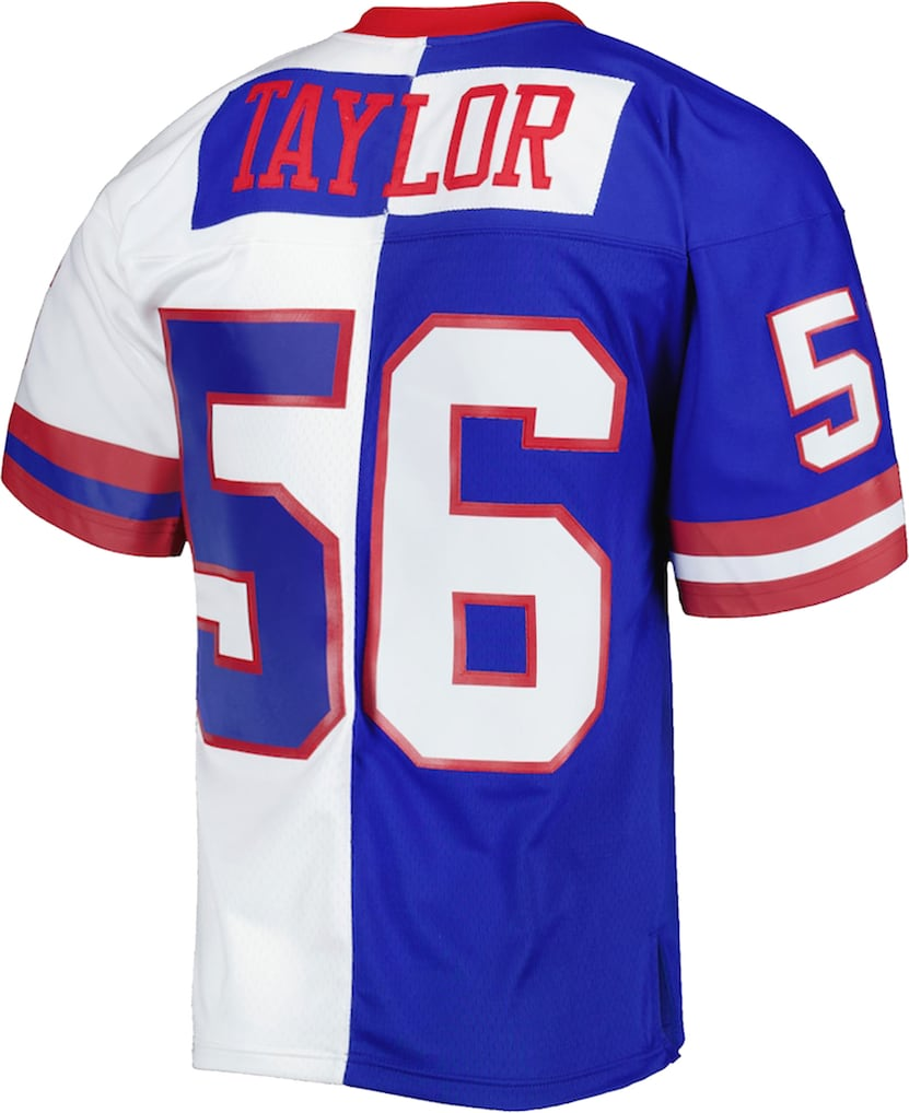 Parkc NY.Giants #56 Lawrence Taylor Mitchell & Ness RoyalWhite 1986 Split Legacy Replica Stitched Puhic Jersey