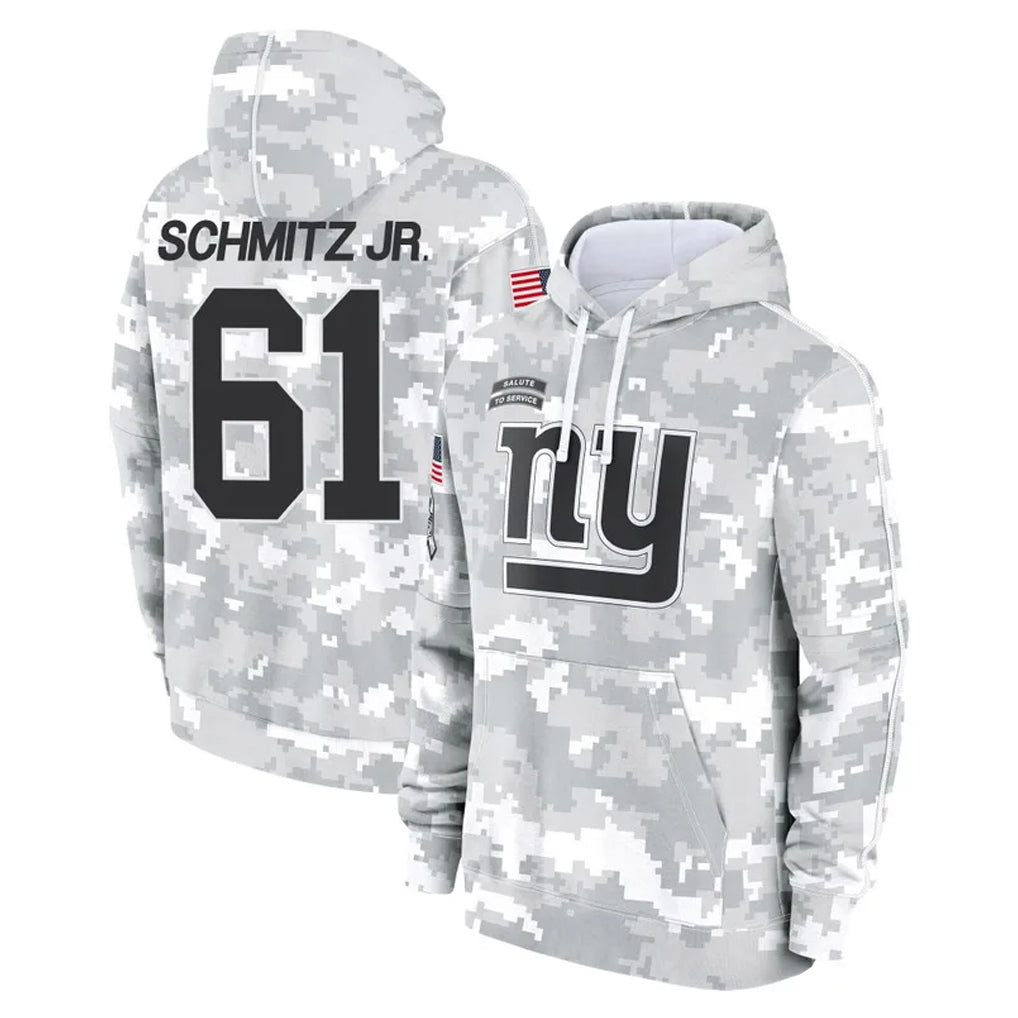 Parkc NY.Giants #61 John Michael Schmitz Jr. Player Arctic Camo Salute to Service Pullover Hoodies Limited Game Stitched Jerseys