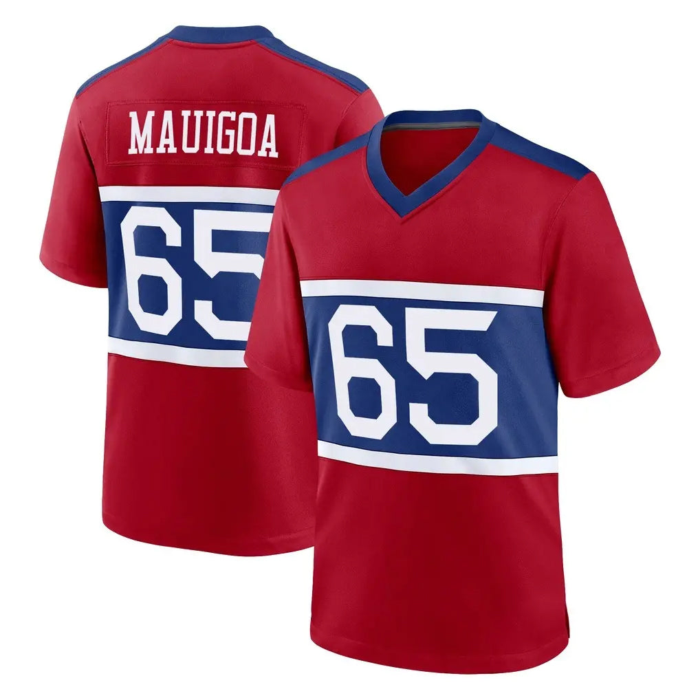 Parkc NY.Giants #65 Francis Mauigoa Player Red Century Home Game Stitched Jerseys