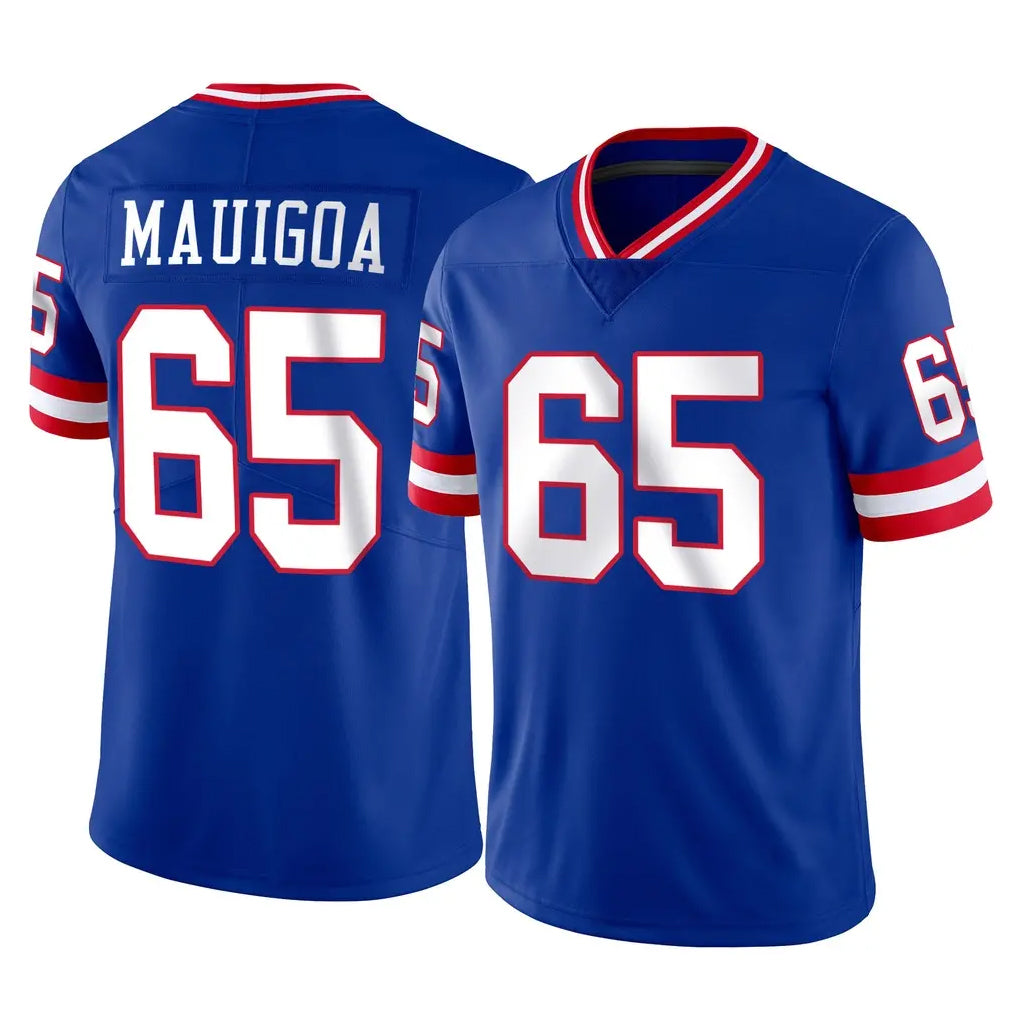 Parkc NY.Giants #65 Francis Mauigoa Player Royal Classic Vapor Home Game Stitched Jerseys