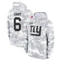 Parkc NY.Giants #6 Jaxson Dart Player Arctic Camo Salute to Service Pullover Hoodies Limited Game Stitched Jerseys