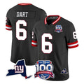 Parkc NY.Giants #6 Jaxson Dart Player Black 100th Season & State Patch Vapor Limited Home Game Stitched Jerseys