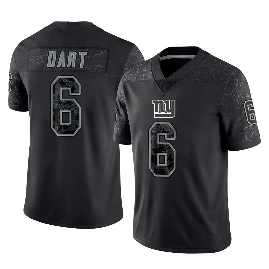 Parkc NY.Giants #6 Jaxson Dart Player Black Limited Reflective Home Game Stitched Jerseys