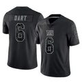 Parkc NY.Giants #6 Jaxson Dart Player Black Limited Reflective Home Game Stitched Jerseys