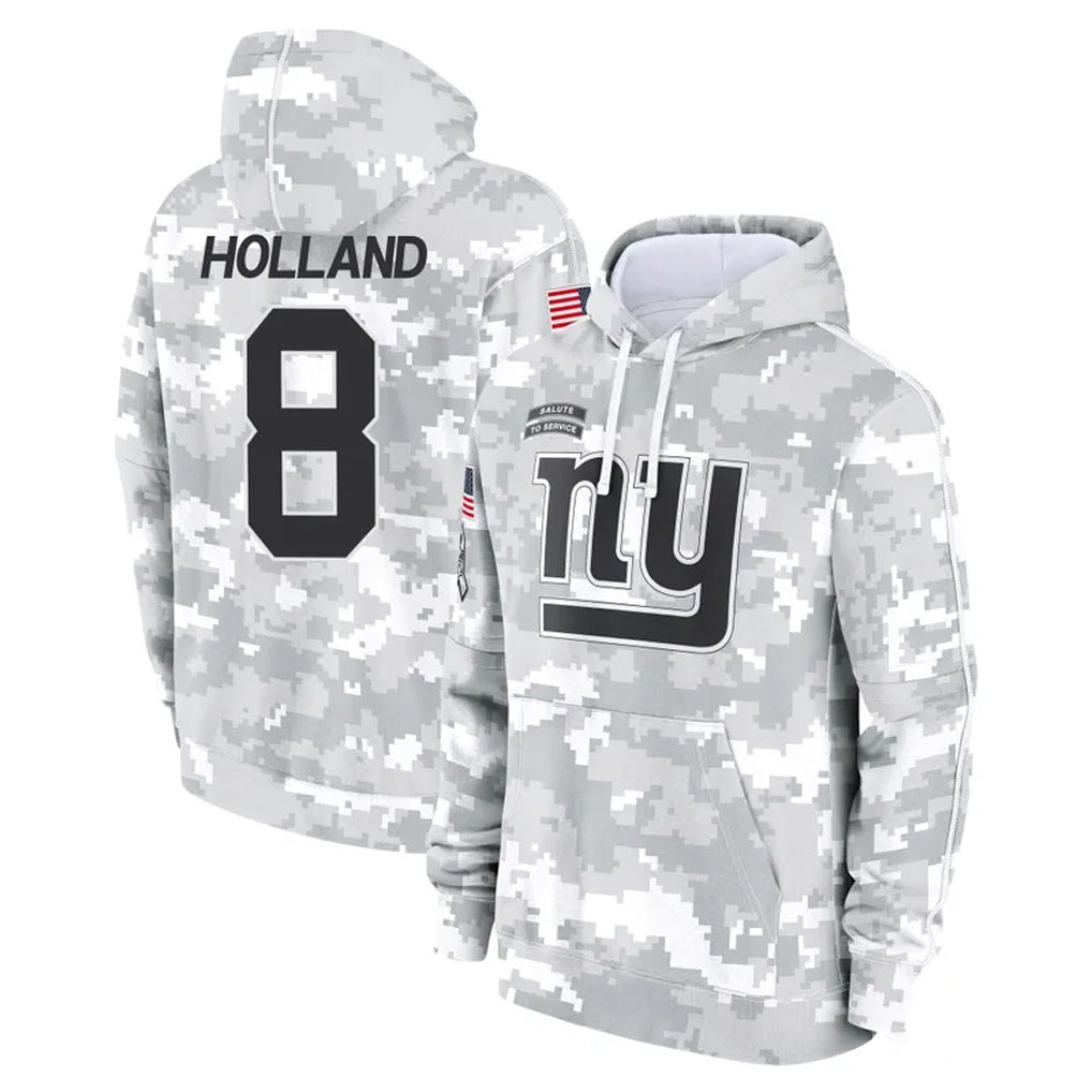 Parkc NY.Giants #8 Jevon Holland Player Arctic Camo Salute to Service Pullover Hoodies Limited Game Stitched Jerseys