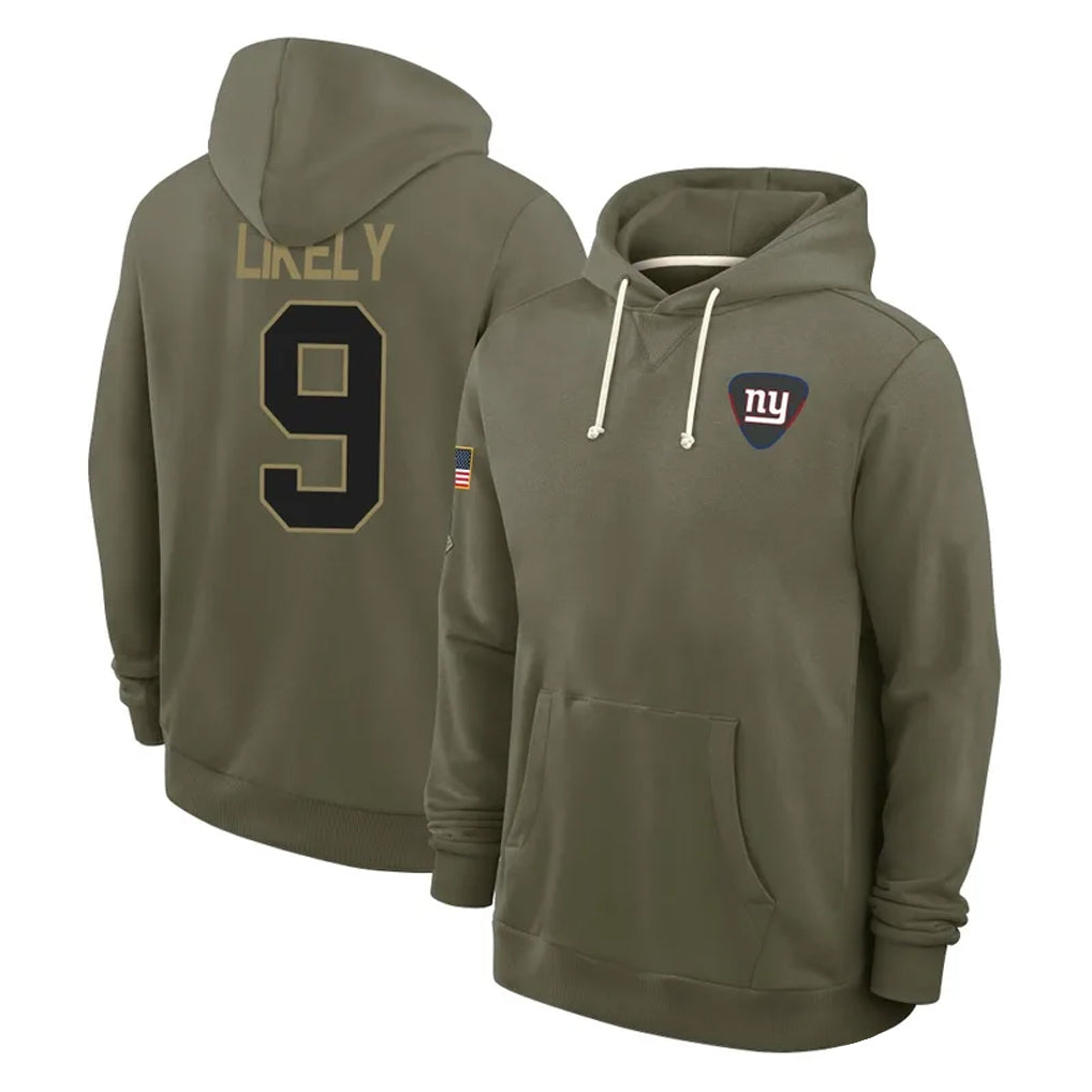 Parkc NY.Giants #9 Lsaiah Likely Player Olive Salute to Service Pullover Hoodies Limited Stitched Jerseys
