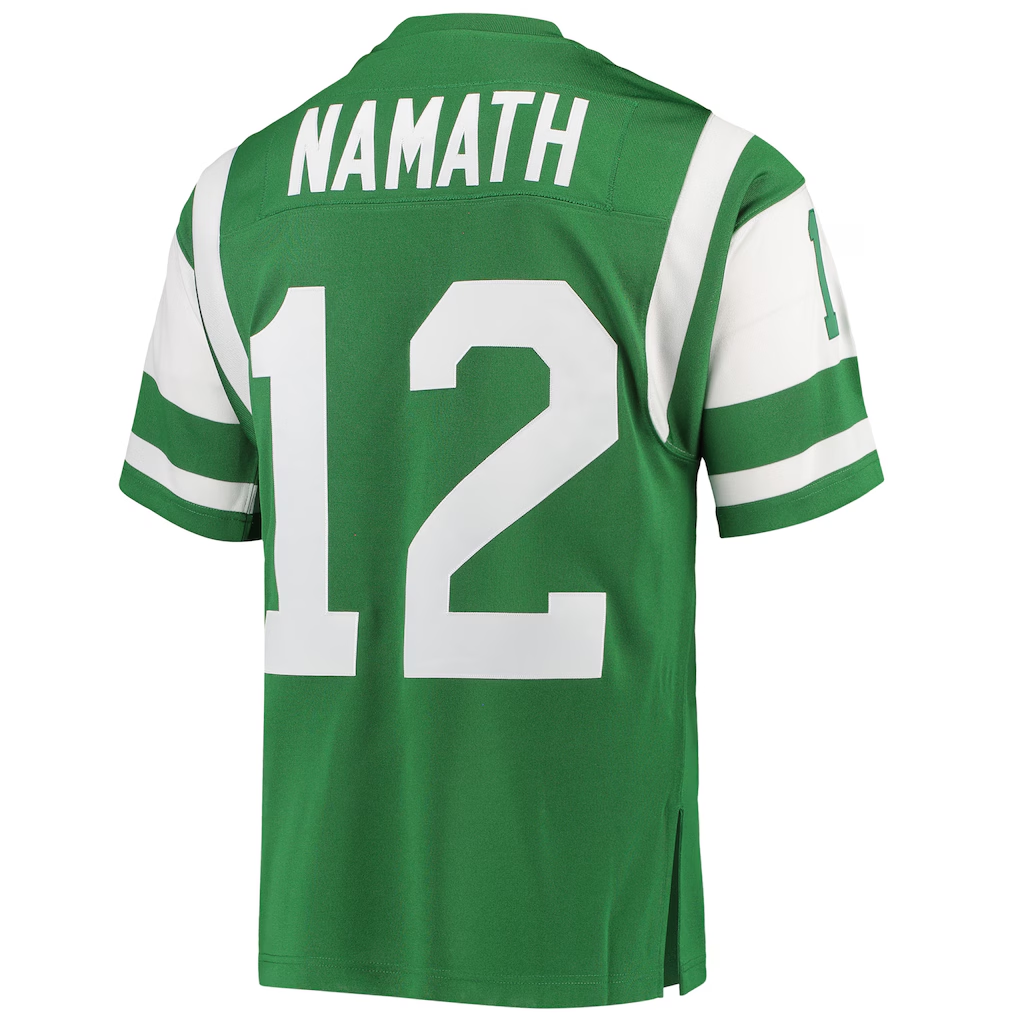 Parkc NY.Jets 1968 #12 Joe Namath Mitchell & Ness Green Authentic Throwback Retired Player Stitched Puhic Jersey