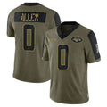 Parkc NY.Jets #0 Braelon Allen Player Olive Salute To Service Limited Game Stitched Jerseys