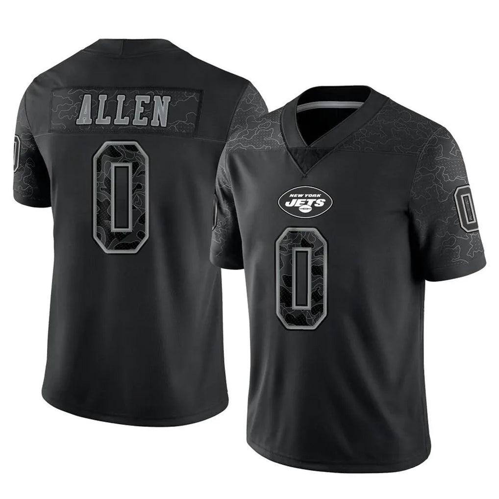 Parkc NY.Jets #0 Braelon Allen Player Stealth Black Limited Reflective Home Game Stitched Jerseys