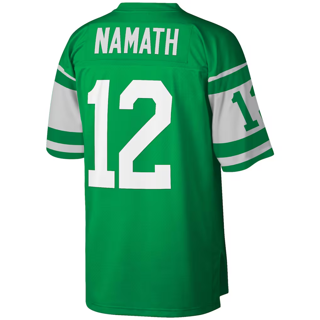 Parkc NY.Jets #12 Joe Namath Mitchell & Ness Kelly Green Legacy Replica Stitched Puhic Jersey
