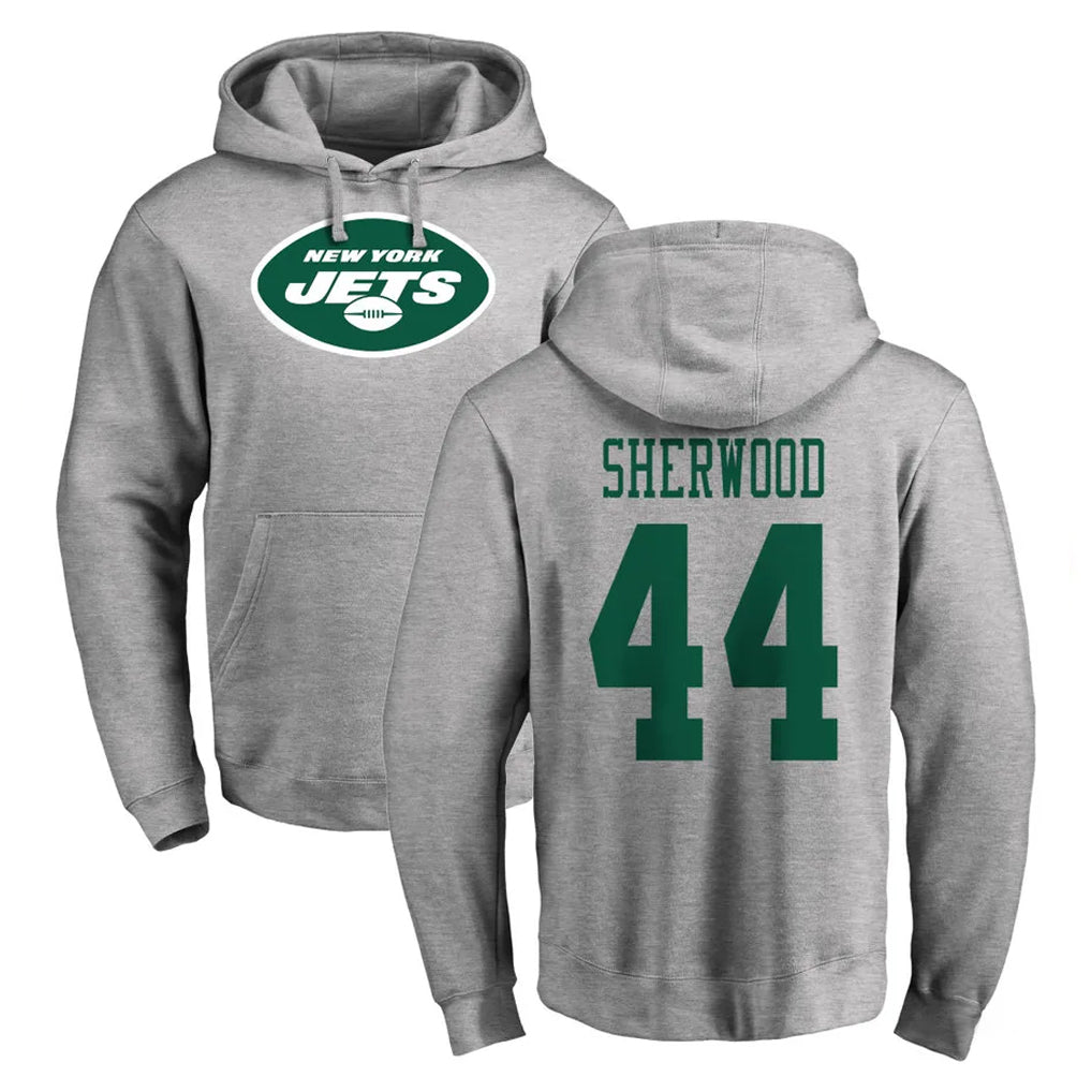 Parkc NY.Jets #44 Jamien Sherwood Player Gray LOGO Pullover Hoodies Limited Game Stitched Jerseys