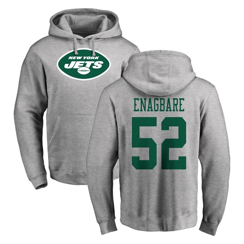 Parkc NY.Jets #52 Kingsley Enagbare Player Gray LOGO Pullover Hoodies Limited Game Stitched Jerseys