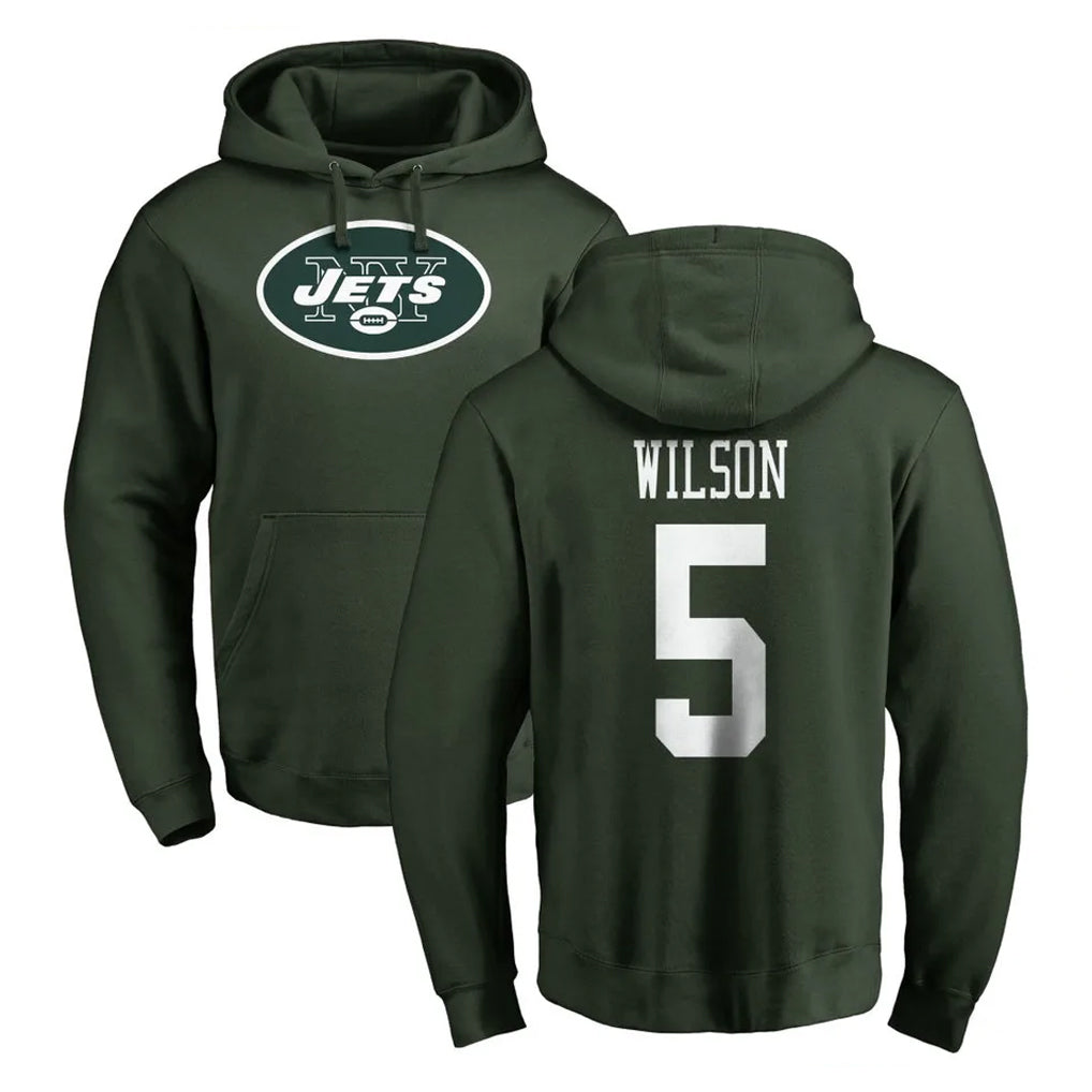 Parkc NY.Jets #5 Garrett Wilson Player Green LOGO Pullover Hoodies Limited Game Stitched Jerseys