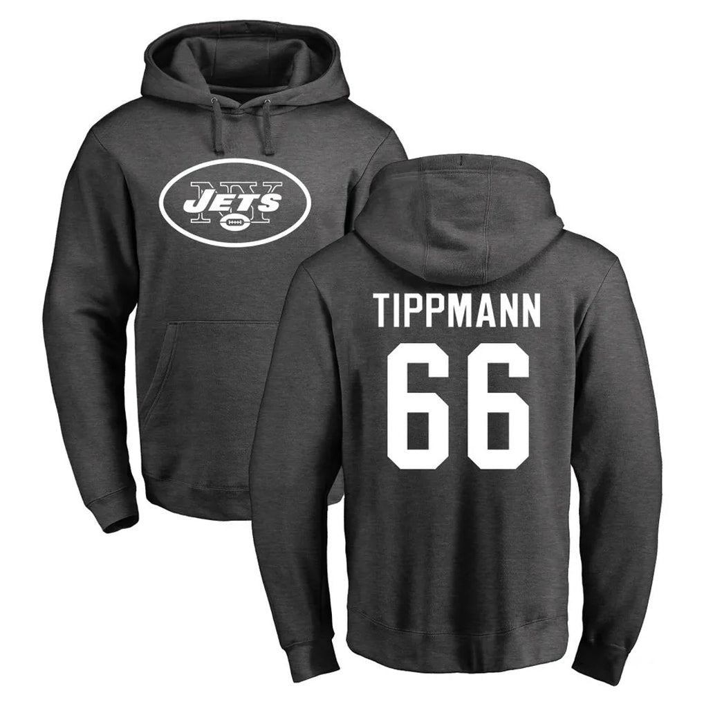 Parkc NY.Jets #66 Joe Tippmann Player Gray Pullover Hoodies Limited Game Stitched Jerseys