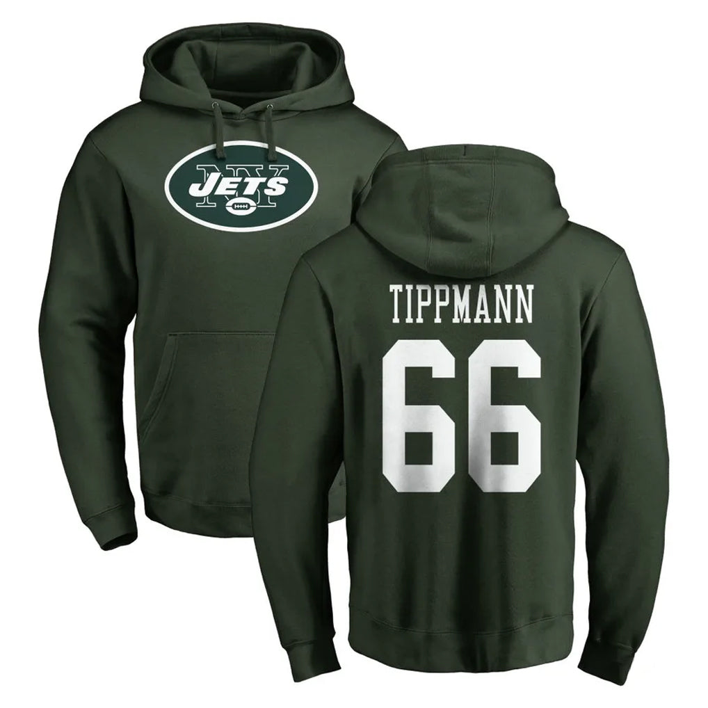 Parkc NY.Jets #66 Joe Tippmann Player Green LOGO Pullover Hoodies Limited Game Stitched Jerseys