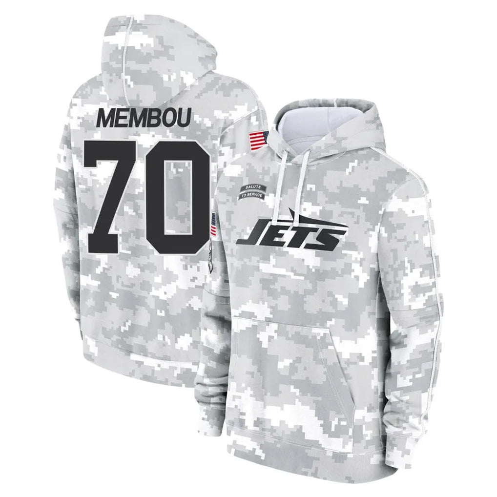 Parkc NY.Jets #70 Armand Membou Player Arctic Camo Salute to Service Pullover Hoodies Limited Game Stitched Jerseys