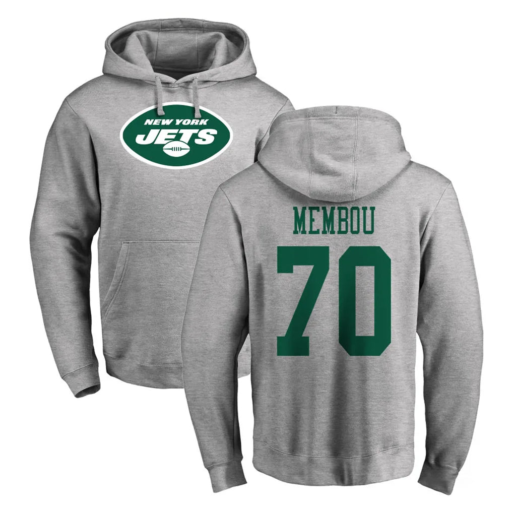 Parkc NY.Jets #70 Armand Membou Player Gray LOGO Pullover Hoodies Limited Game Stitched Jerseys
