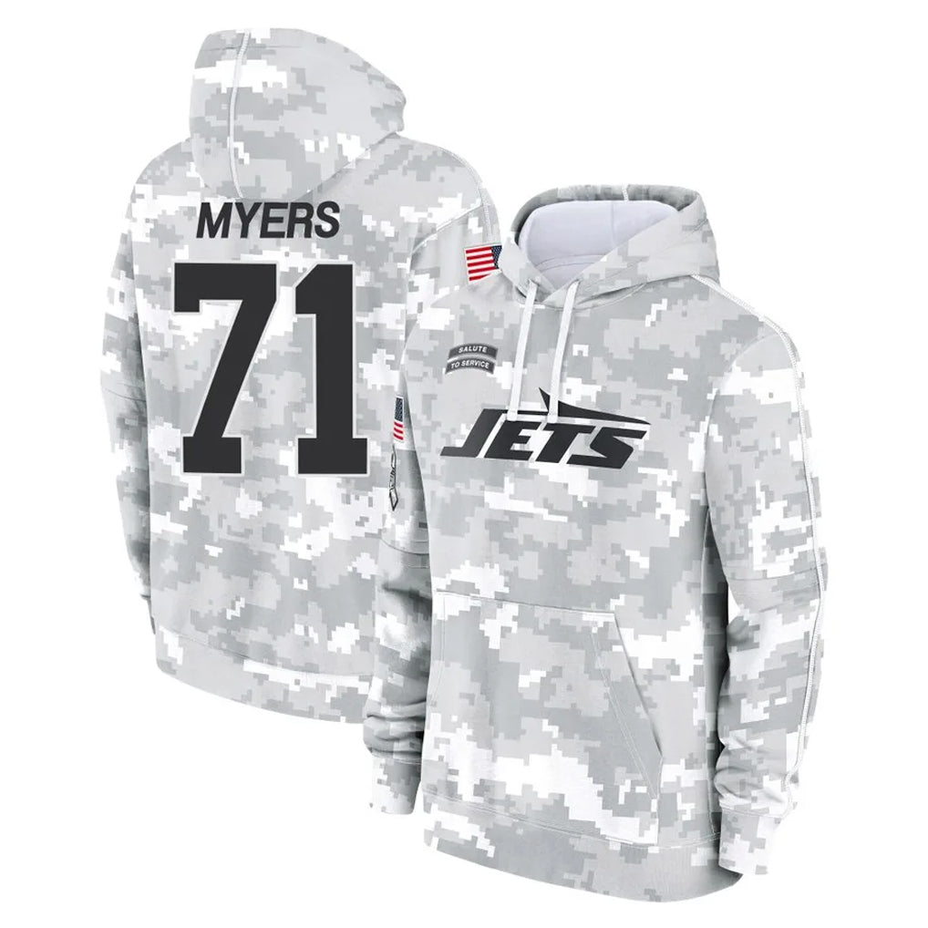 Parkc NY.Jets #71 Josh Myers Player Arctic Camo Salute to Service Pullover Hoodies Limited Game Stitched Jerseys