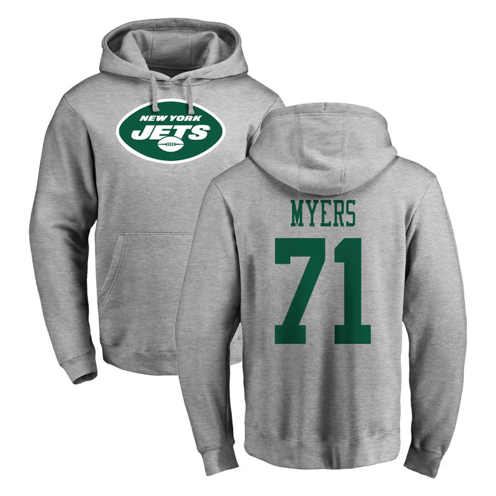 Parkc NY.Jets #71 Josh Myers Player Gray LOGO Pullover Hoodies Limited Game Stitched Jerseys