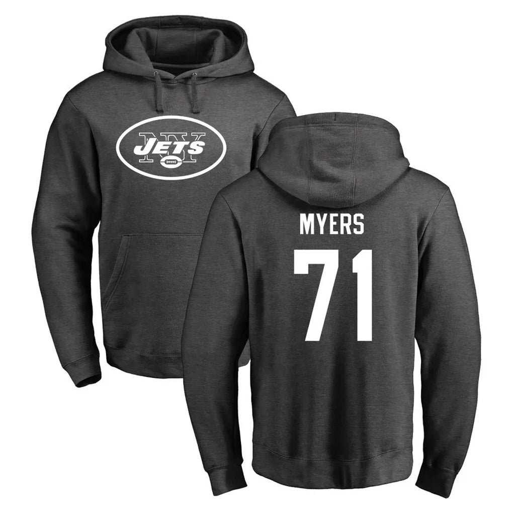 Parkc NY.Jets #71 Josh Myers Player Gray Pullover Hoodies Limited Game Stitched Jerseys