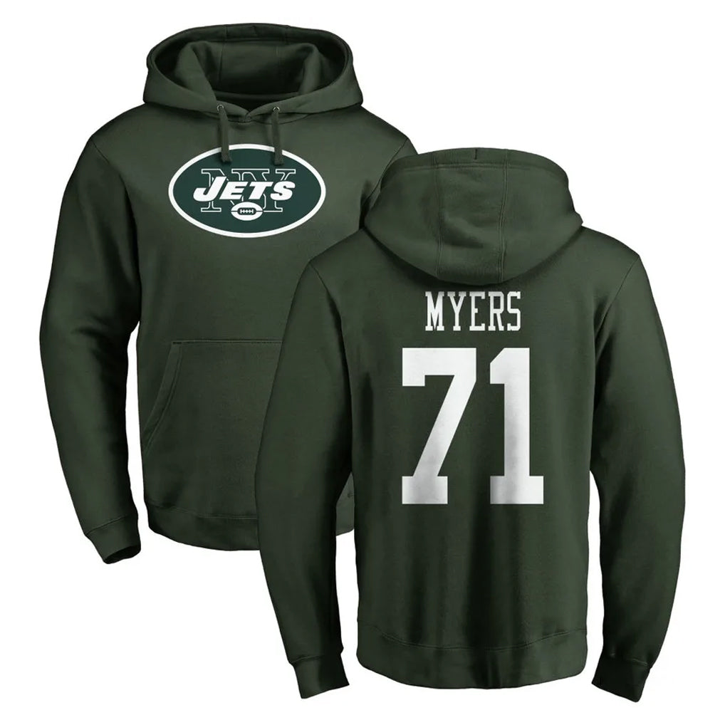 Parkc NY.Jets #71 Josh Myers Player Green LOGO Pullover Hoodies Limited Game Stitched Jerseys