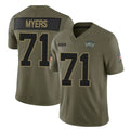 Parkc NY.Jets #71 Josh Myers Player Olive 2025 Salute To Service Limited Stitched Jerseys