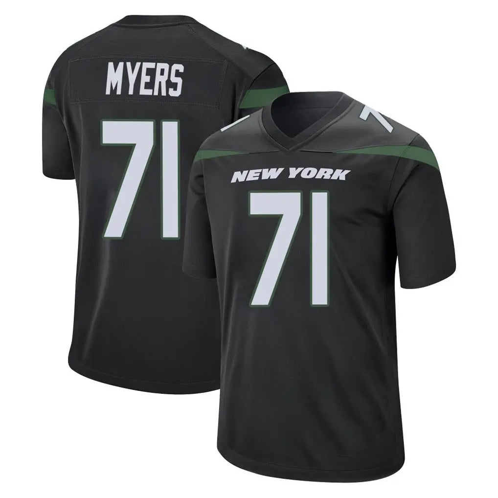 Parkc NY.Jets #71 Josh Myers Player Stealth Black Home Game Stitched Jerseys