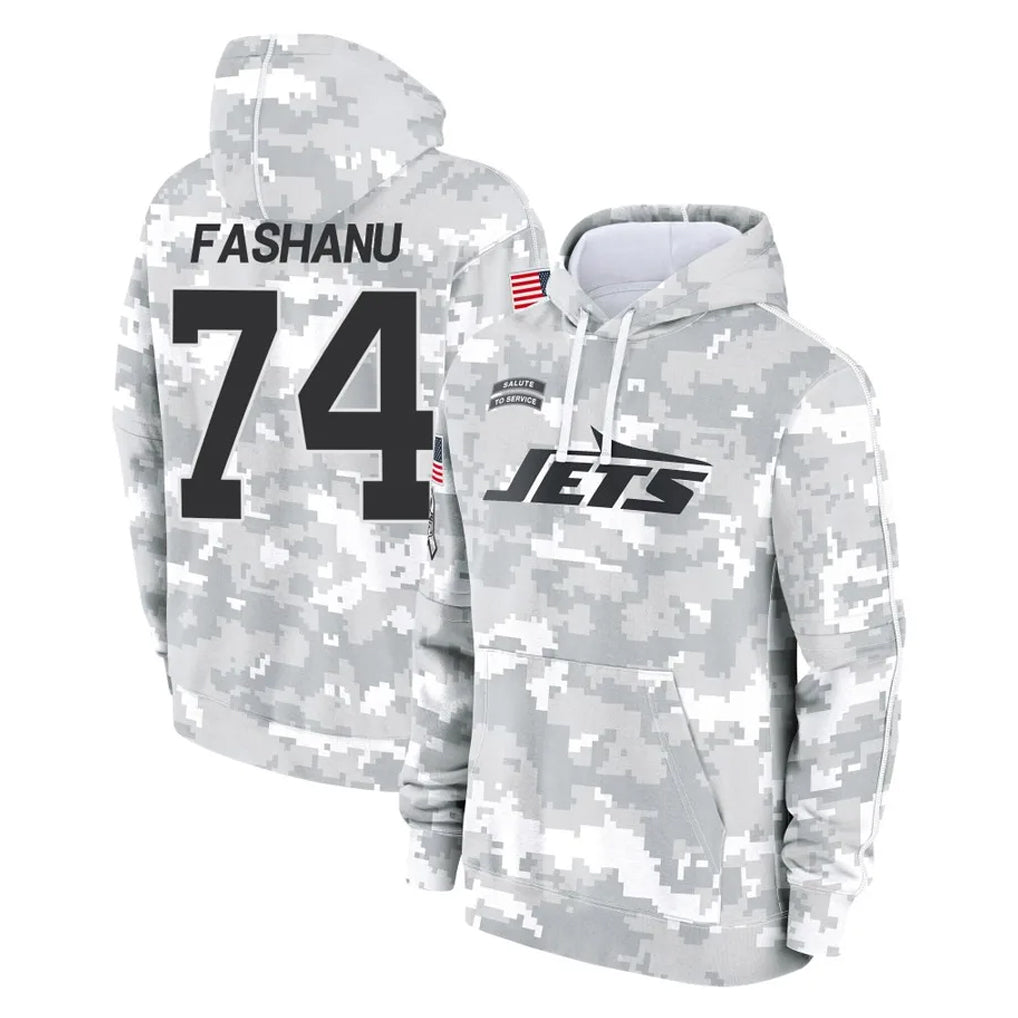Parkc NY.Jets #74 Olu Fashanu Player Arctic Camo Salute to Service Pullover Hoodies Limited Game Stitched Jerseys