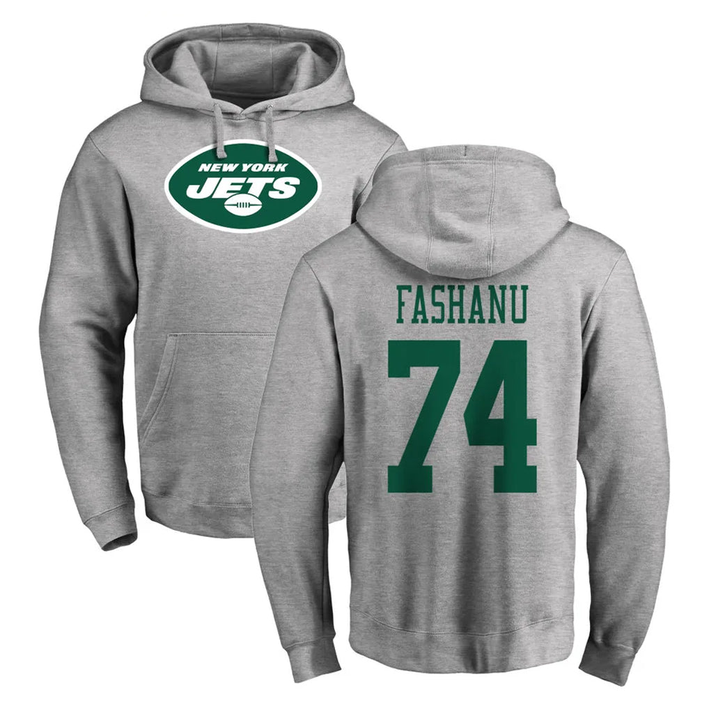 Parkc NY.Jets #74 Olu Fashanu Player Gray LOGO Pullover Hoodies Limited Game Stitched Jerseys