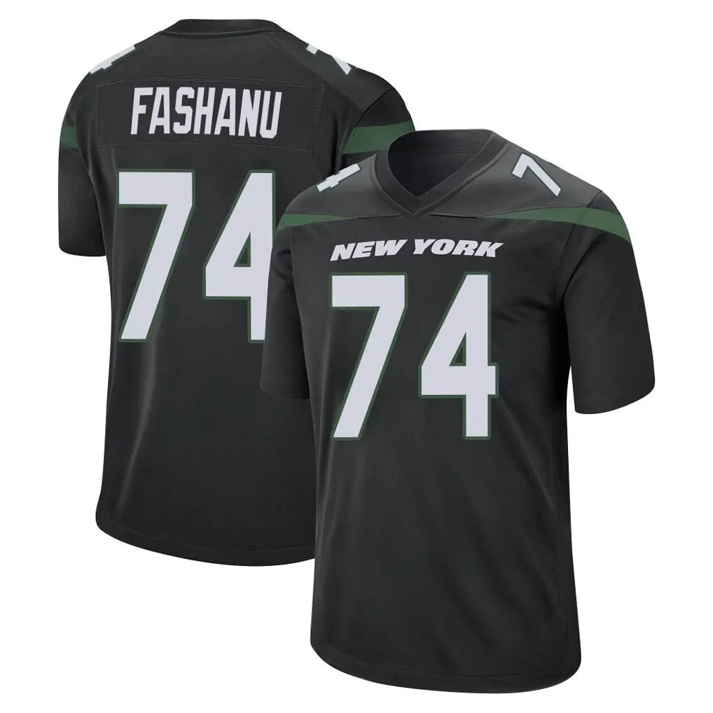 Parkc NY.Jets #74 Olu Fashanu Player Stealth Black Home Game Stitched Jerseys