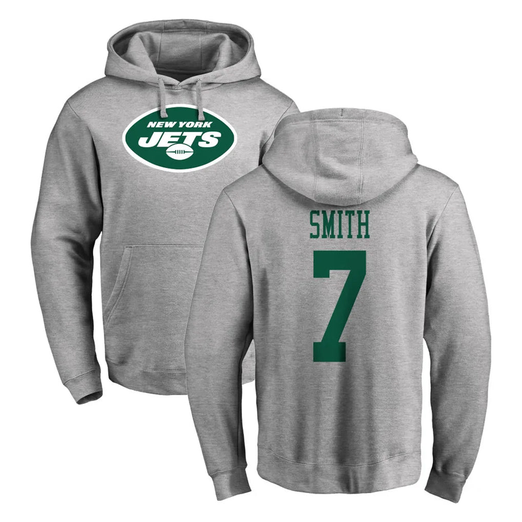 Parkc NY.Jets #7 Geno Smith Player Gray LOGO Pullover Hoodies Limited Game Stitched Jerseys
