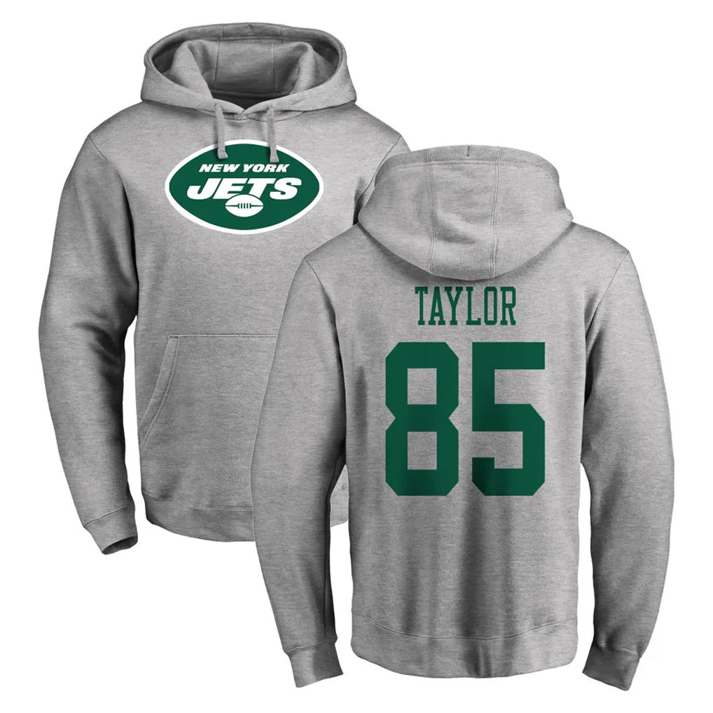 Parkc NY.Jets #85 Mason Taylor Player Gray LOGO Pullover Hoodies Limited Game Stitched Jerseys