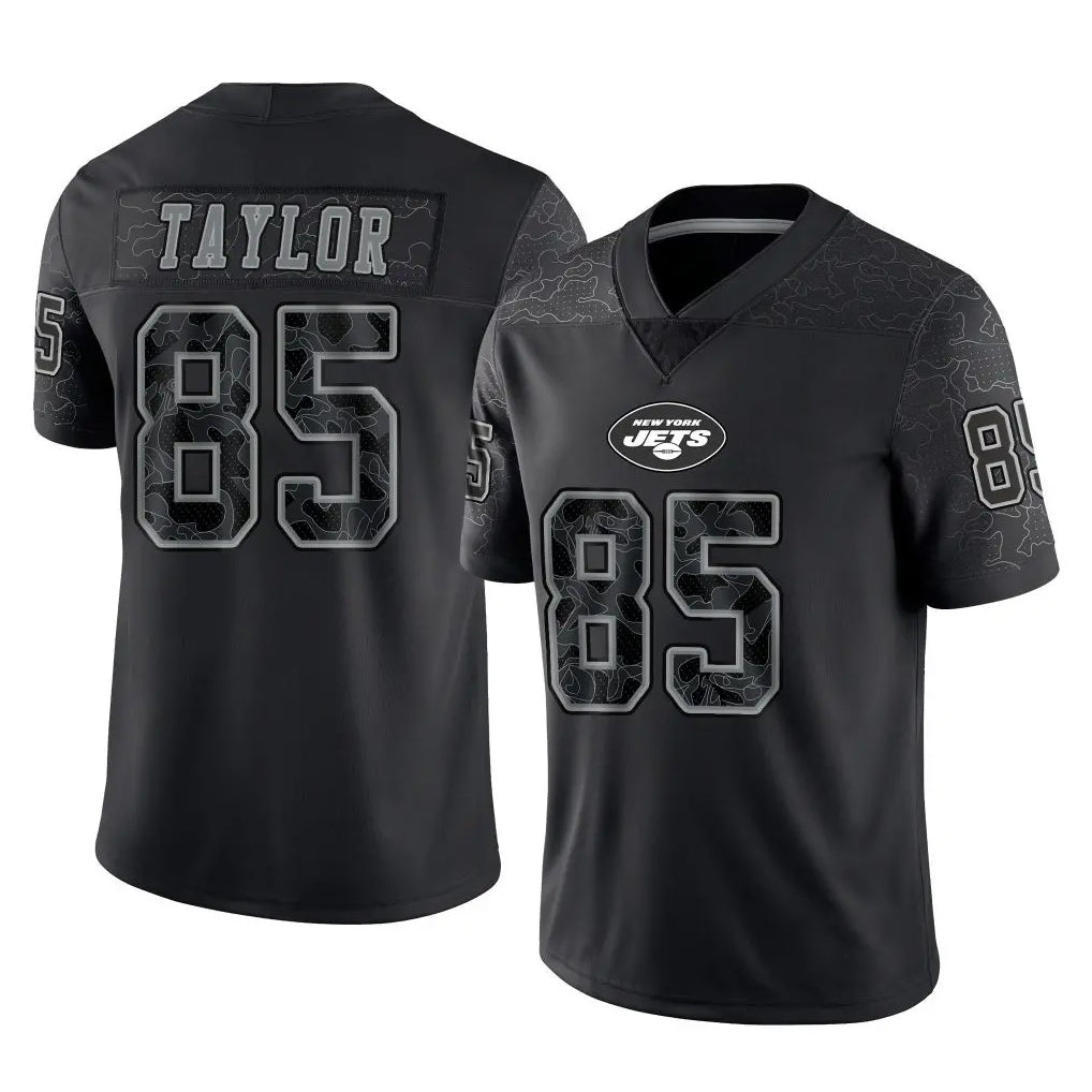 Parkc NY.Jets #85 Mason Taylor Player Stealth Black Limited Reflective Home Game Stitched Jerseys