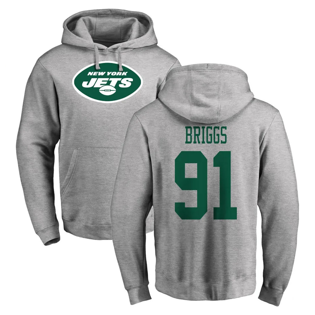 Parkc NY.Jets #91 Jowon Briggs Player Gray LOGO Pullover Hoodies Limited Game Stitched Jerseys