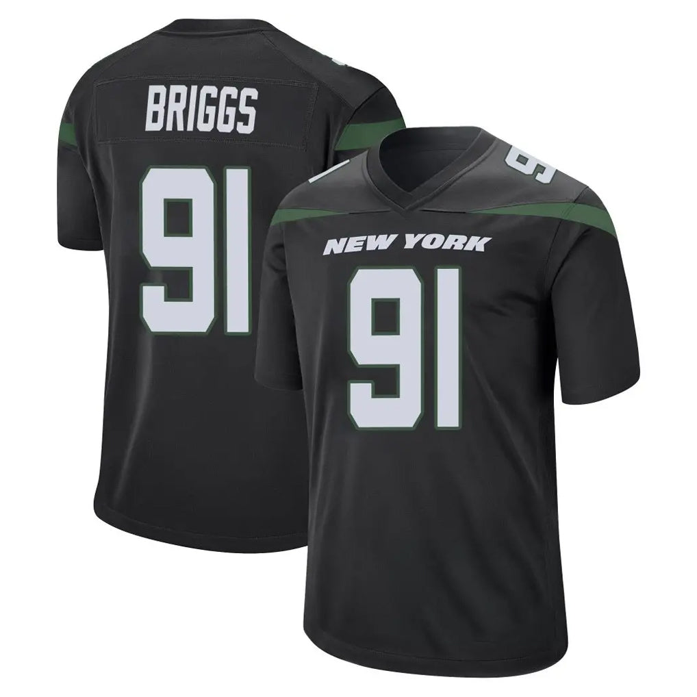 Parkc NY.Jets #91 Jowon Briggs Player Stealth Black Home Game Stitched Jerseys