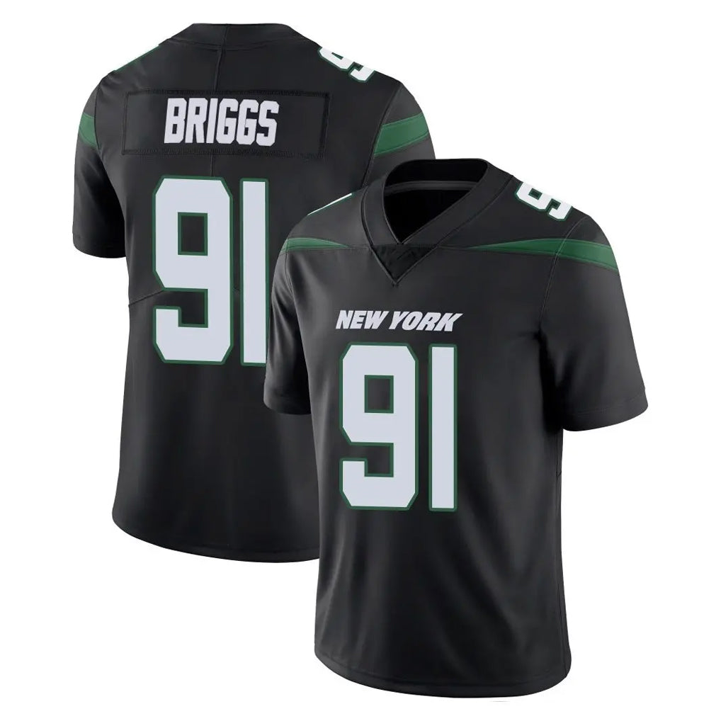 Parkc NY.Jets #91 Jowon Briggs Player Stealth Black Limited Vapor Home Game Stitched Jerseys