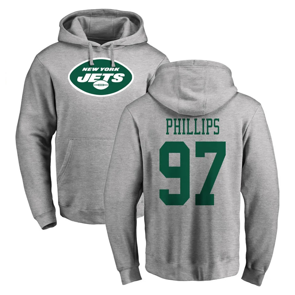 Parkc NY.Jets #97 Harrison Phillips Player Gray LOGO Pullover Hoodies Limited Game Stitched Jerseys