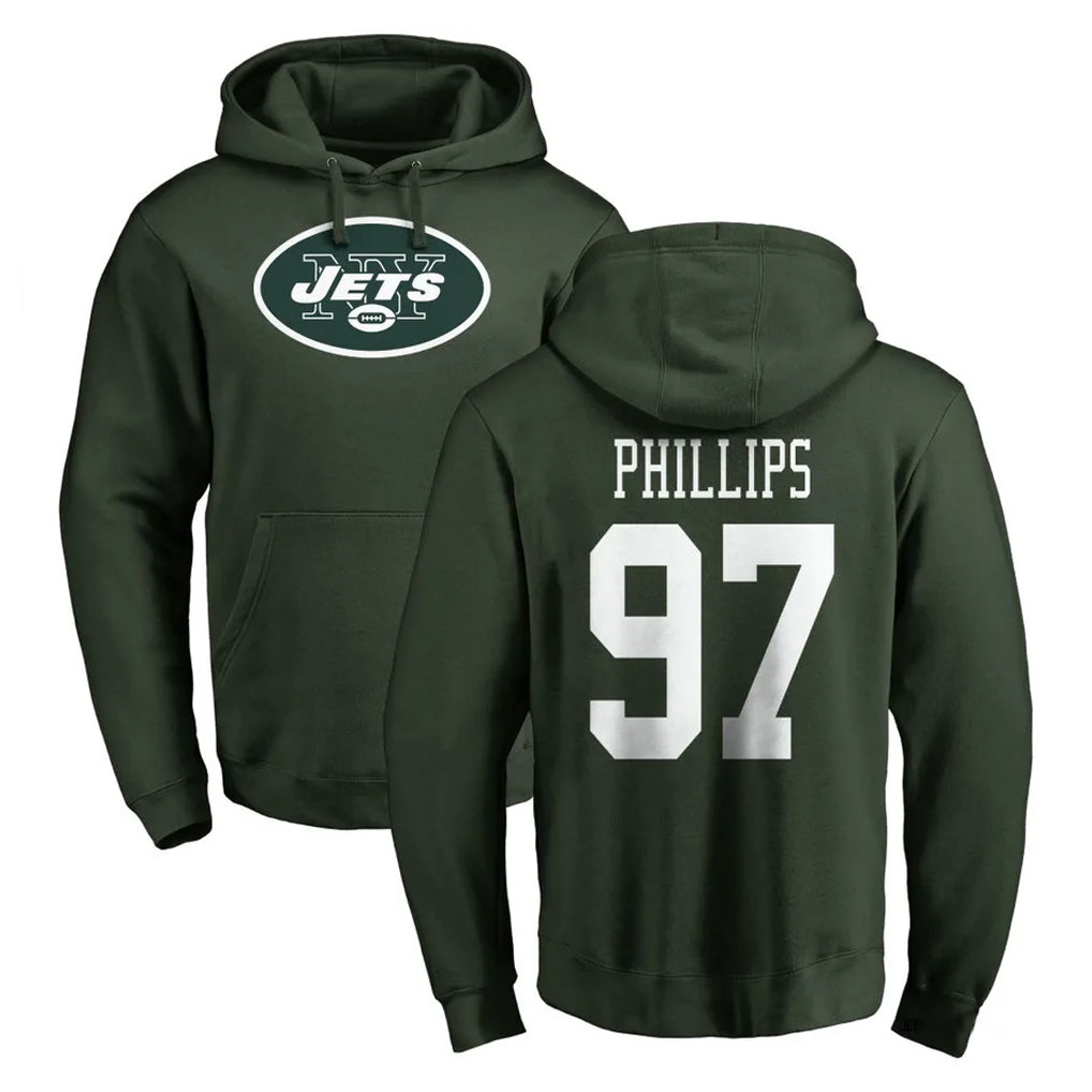 Parkc NY.Jets #97 Harrison Phillips Player Green LOGO Pullover Hoodies Limited Game Stitched Jerseys