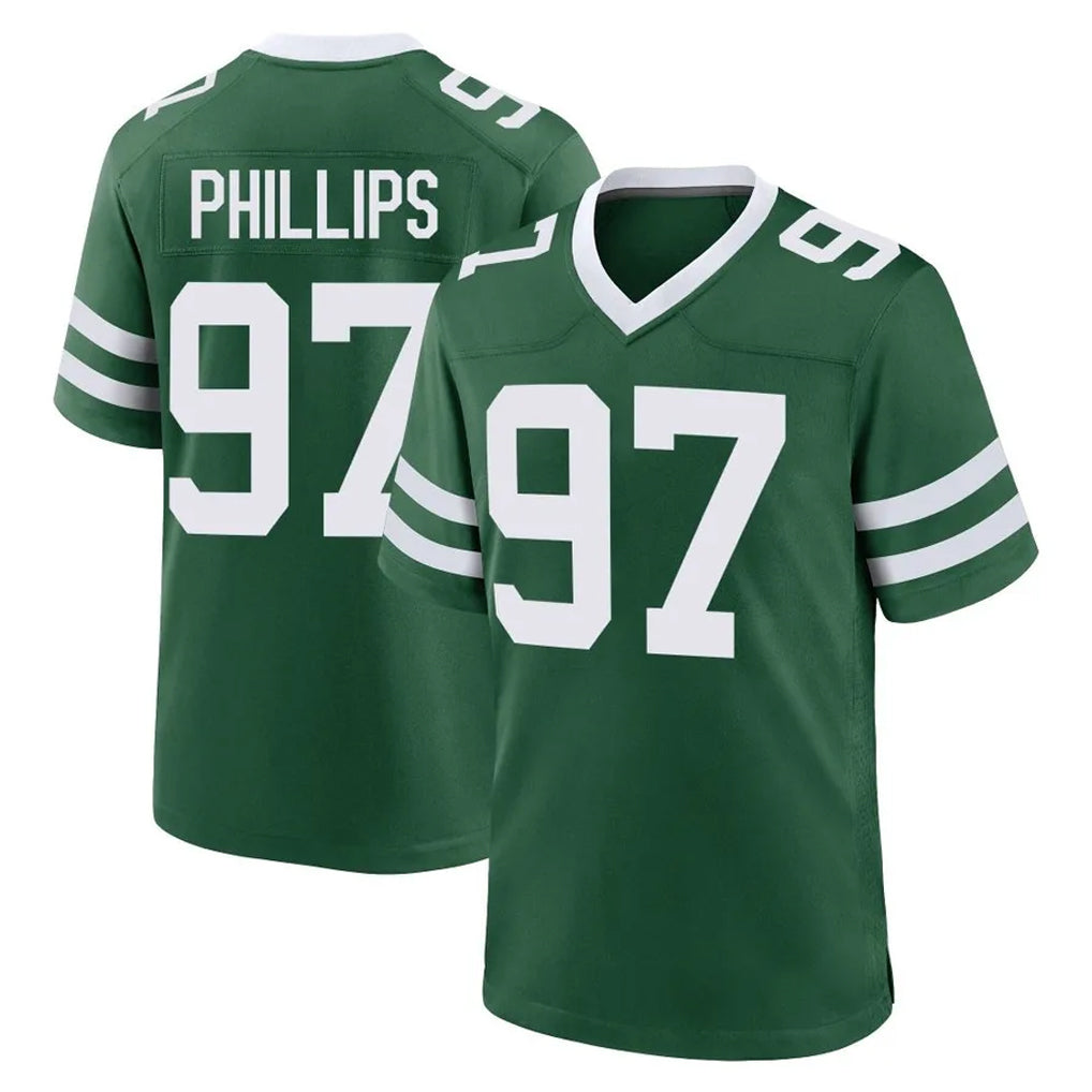 Parkc NY.Jets #97 Harrison Phillips Player Green Legacy Home Game Stitched Jerseys