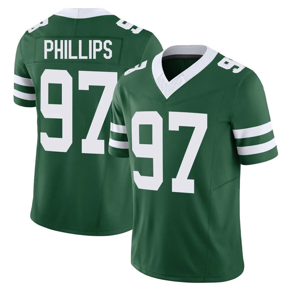 Parkc NY.Jets #97 Harrison Phillips Player Green Legacy Limited Vapor F.U.S.E. Home Game Stitched Jerseys