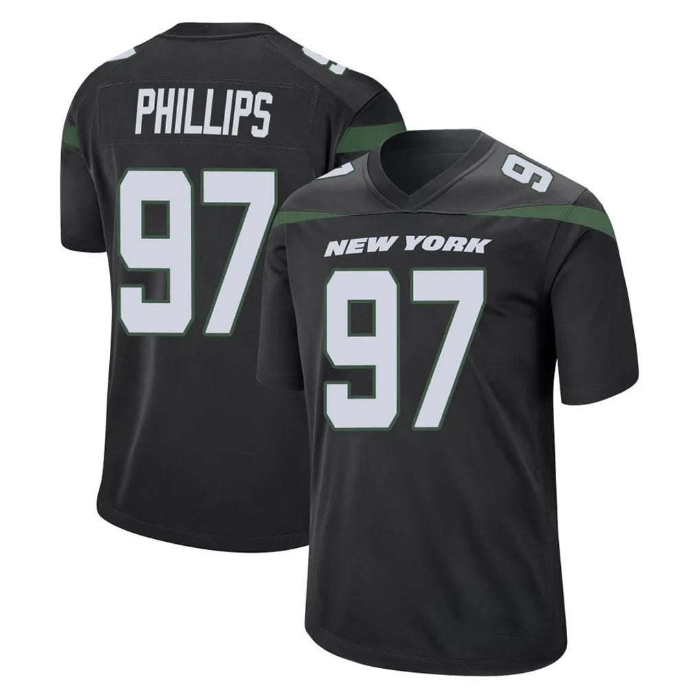 Parkc NY.Jets #97 Harrison Phillips Player Stealth Black Home Game Stitched Jerseys