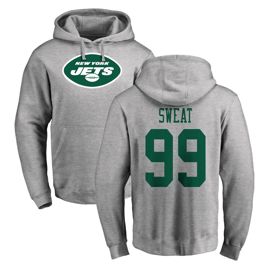 Parkc NY.Jets #99 T'Vondre Sweat Player Gray LOGO Pullover Hoodies Limited Game Stitched Jerseys