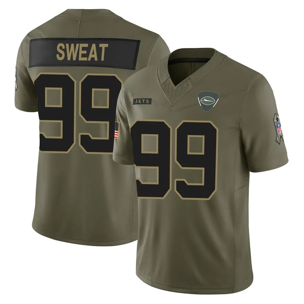Parkc NY.Jets #99 T'Vondre Sweat Player Olive 2025 Salute To Service Limited Stitched Jerseys